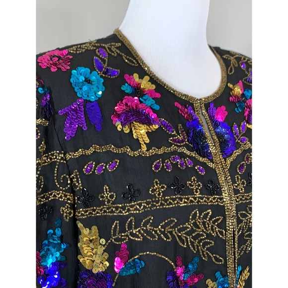 Y2K Sequin Top Evening Cocktail Holiday Party Christmas New Years Winter Wedding - Picture 6 of 12